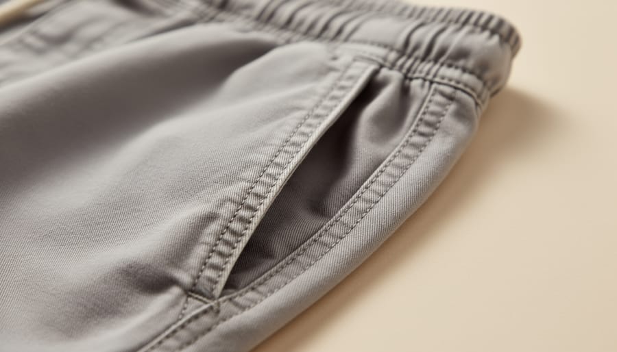 Close-up of cotton cycling shorts showing detailed stitching and seam construction